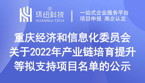 重慶2022年產業鏈培育提升等擬支持項目名單 重慶2022年產業鏈培育提升等擬支持項目名單