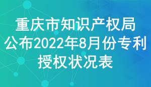 重慶市知識產(chǎn)權(quán)局公布2022年8月份專利授權(quán)狀況表