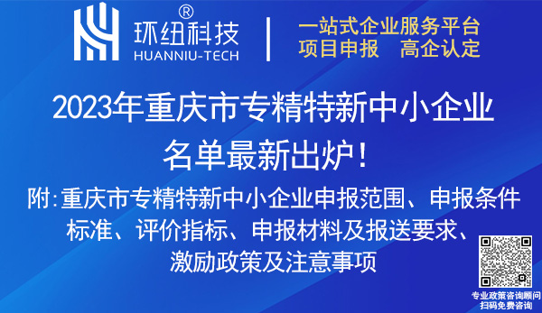重慶市專精特新中小企業(yè)認(rèn)定申報(bào)