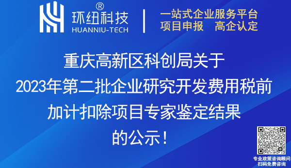 重慶高新區研發費用稅前加計扣除項目專家鑒定結果 重慶高新區研發費用稅前加計扣除項目專家鑒定結果