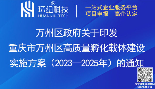 重慶市萬州區高質量孵化載體建設實施方案(2023—2025年) 重慶市萬州區高質量孵化載體建設實施方案(2023—2025年)